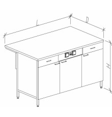 Стол-тумба большой с дверками с ящиками и розетками 1500/900 СТЛл-М с/я.р.