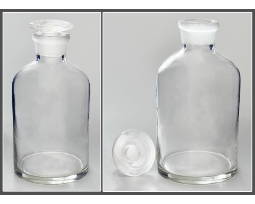 Склянка лабораторная 250 мл из светлого стекла с узкой горловиной и притертой пробкой, уп.6 шт.