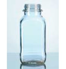 Бутыль DURAN Group 500 мл, GL54, квадратная, широкогорлая, без крышки и сливного кольца, бесцветное силикатное стекло