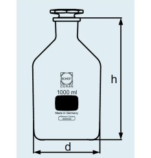 Бутыль DURAN Group 1000 мл, NS29/32 узкогорлая, с пробкой, коричневое стекло