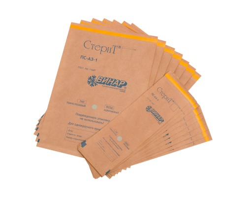 Пакеты для стерилизации из крафт-бумаги Винар СтериТ ПС-А3-1 150х280 мм 100 шт